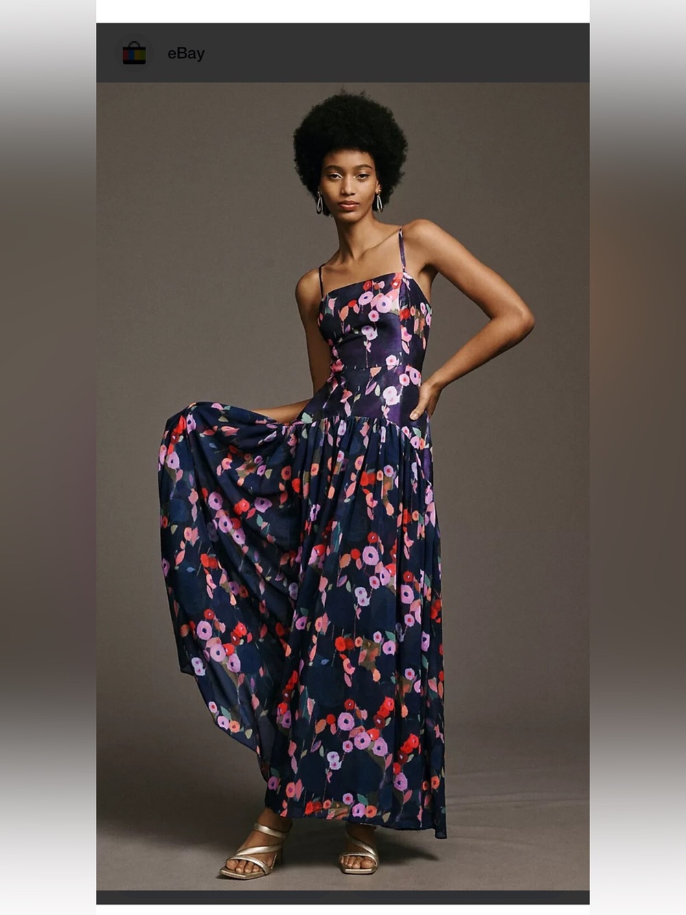 Hutch Navy Floral Spaghetti-Strap Maxi Dress